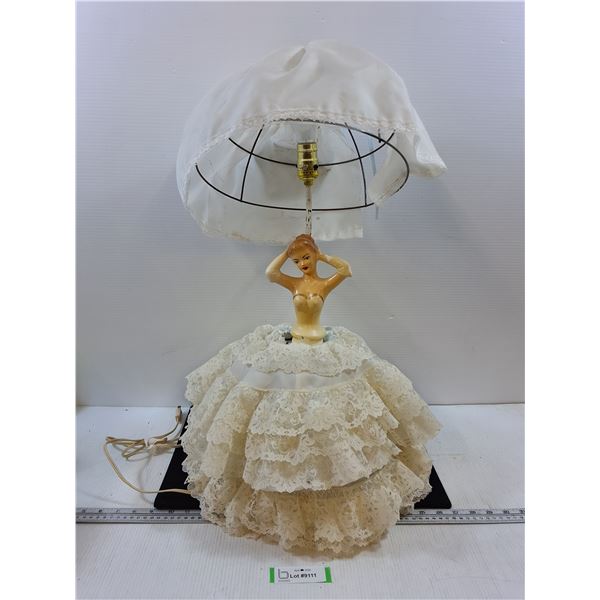 Plaster Doll Lamp with Hoop Dress and Shade- PICK UP ONLY