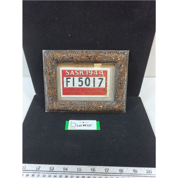 Reproduction 1944 Window License Decal in Frame-6x8"