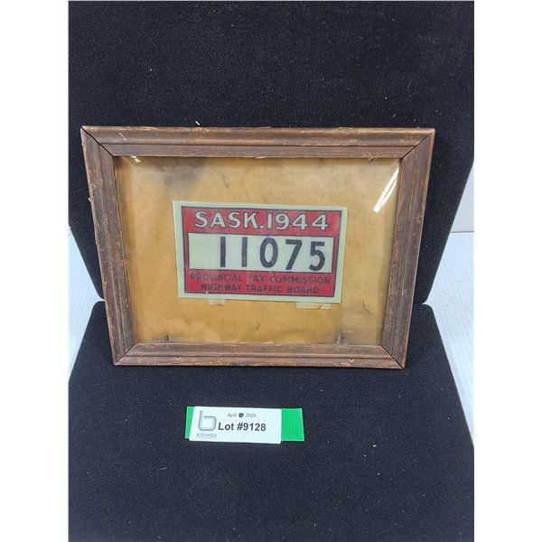 Reproduction 1944 Window License Decal in Frame-7.5x9"