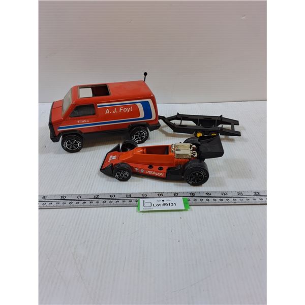 Tonka AJ Foyt Van with Racecar, Trailer, and (2) Figurines
