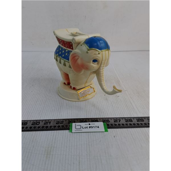 Vintage "Sylvester" Play-N-Save White Elephant Coin Bank - Tested, Missing Bottom Cap