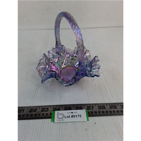 Fenton 'Iridescent Violet' Carnival Glass Basket