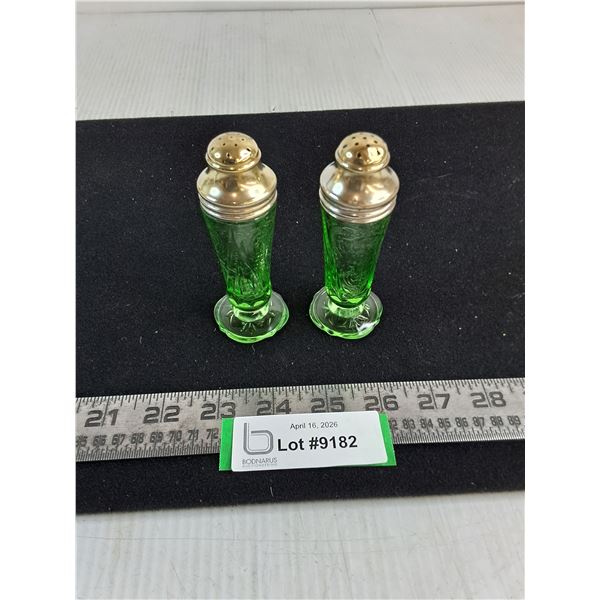 Vintage Uranium Glass Salt & Pepper Shakers