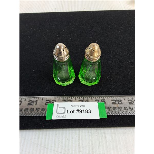 Vintage Uranium Glass Salt & Pepper Shakers