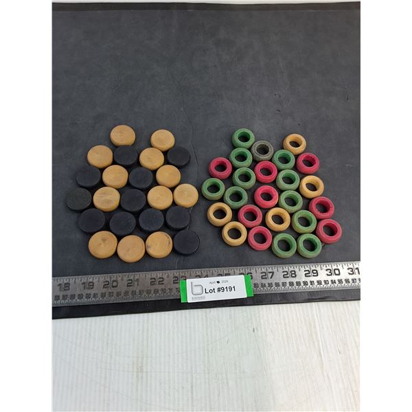 Vintage Wooden Crokinole Game Discs