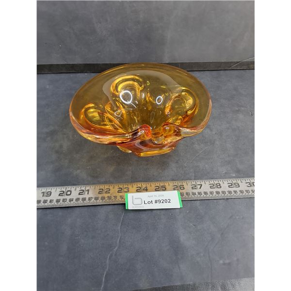 Vintage Chalet Amber Art Glass Bowl