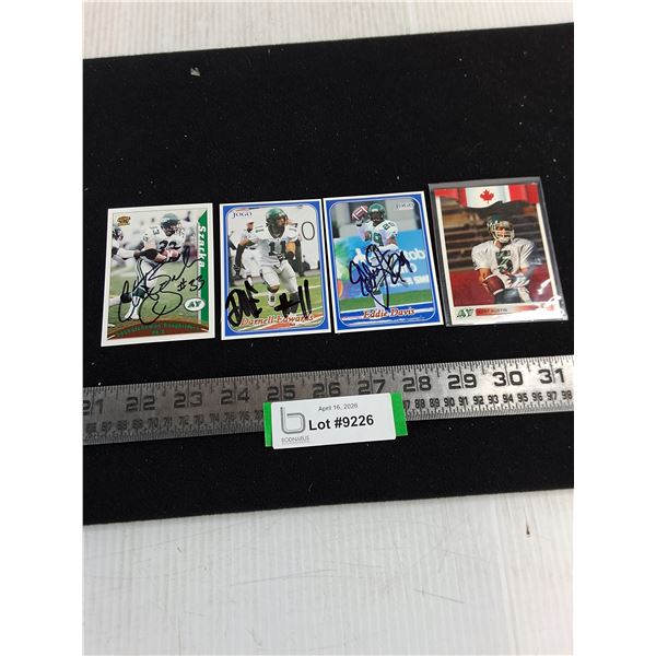 (4) CFL Autographed Roughrider Cards Featuring Kent Austin - Unauthenticated
