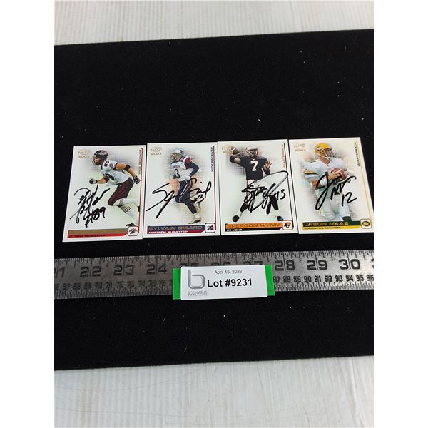 (4) CFL Autographed Collector Cards - Unauthenticated