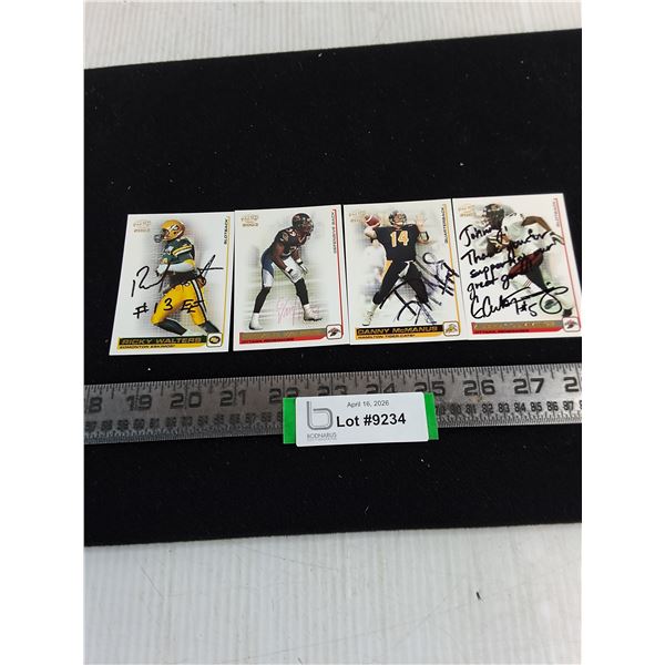 (4) CFL Autographed Collector Cards - Unauthenticated
