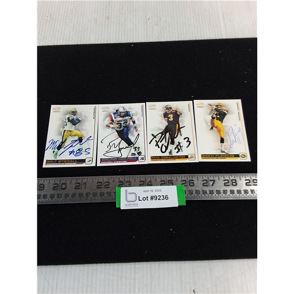 (4) CFL Autographed Collector Cards Featuring Milt Stegall - Unauthenticated