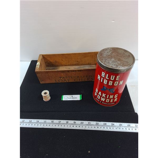 Blue Ribbon Tin, Sentinel Adhesive Spool, Golden Spray Crate (12x4x3.5")