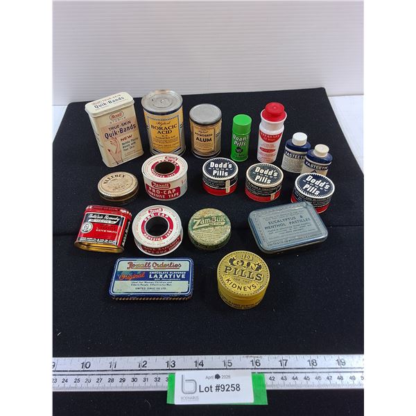 Variety of Tins-Dodd's, Quik-Bands, Kleerex