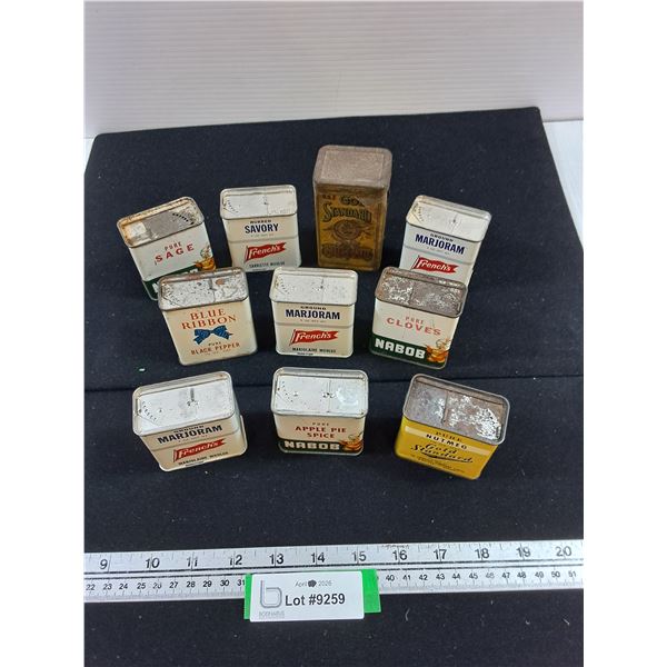 Variety of Spice Tins-French's, Blue Ribbon,