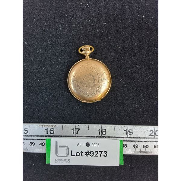^Omega Pocket Watch-Consignor States Case is 14K Guaranteed