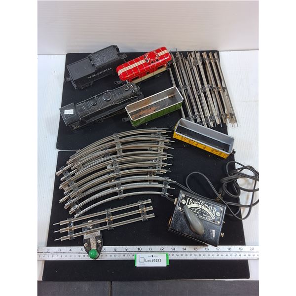 Vintage Pressed Steel Train Set - Untested-Penn Central is Plastic, Engine is Steel