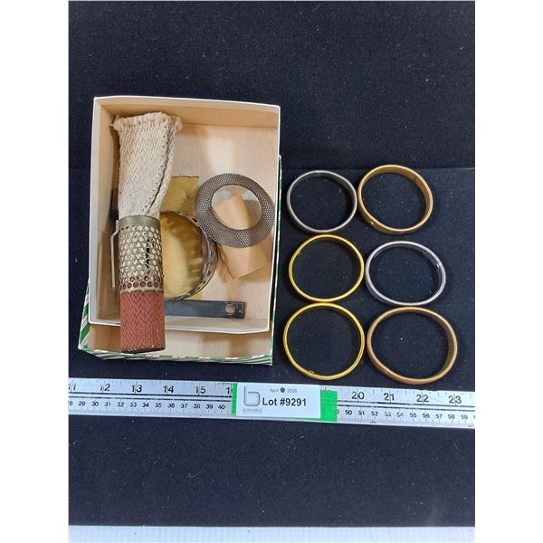 (6) Assorted Slinky Coil Stretch Bracelets and Kersosene Lantern Parts