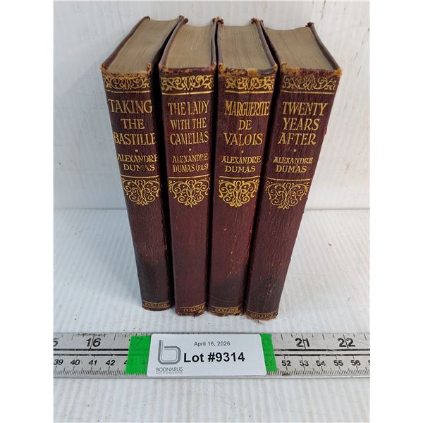 (4) Antique Red Leather Bound Books by Collins-Featuring Taking of the Bastille