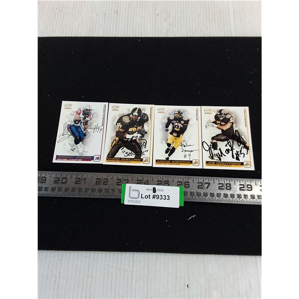 (4) CFL Autographed Collector Cards Featuring Joe Montford - Unauthenticated
