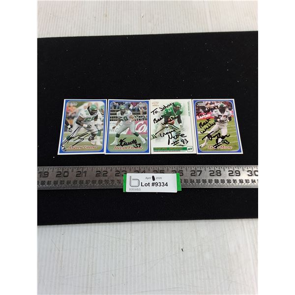 (4) CFL Autographed Roughrider Collector Cards - Unauthenticated