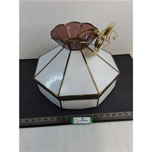 Vintage Tiffany-Style Slag Glass Swag Pendant Ceiling Light Fixture - 15" Diameter -PICK UP ONLY