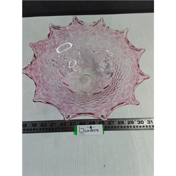 Vintage Murano Style 12" Footed Pink Dish