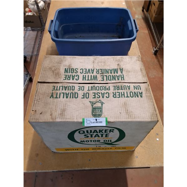 * Sealed Box of 24 1-Qt Cans of Quaker State "Super Blend" Motor Oil from 1976, 21x15" Bin - PU Only