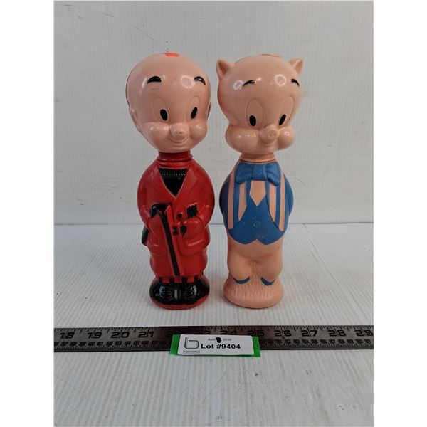 (2) Looney Tunes "Soaky" Bubble Bath Bottles from 1960's (Elmer Fudd & Porky Pig)