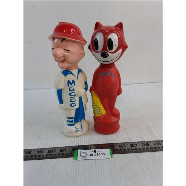 (2) Looney Tunes "Soaky" Bubble Bath Bottles from 1960's (Mr.Magoo & Felix)