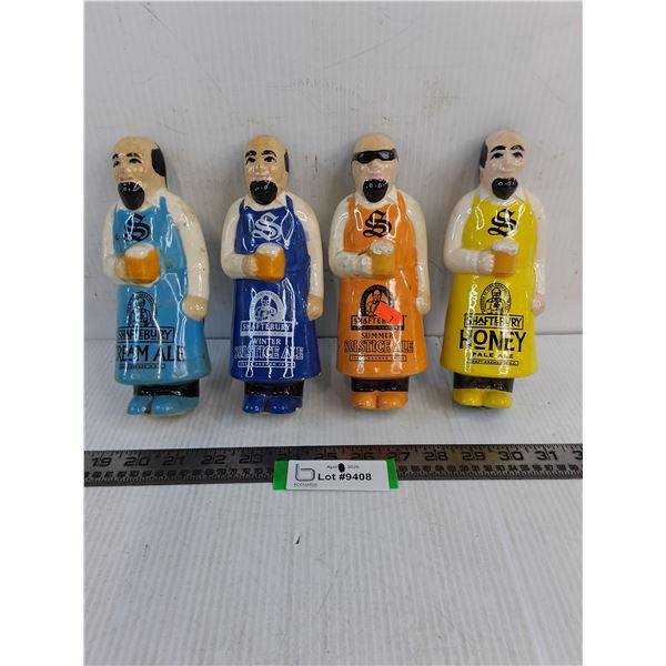 (4) "Shaftebury Brewing" Porcelain Figural Beer Tap Handles