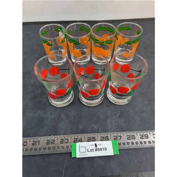 (7) "Fruit Themed" Small Drinking Glasses