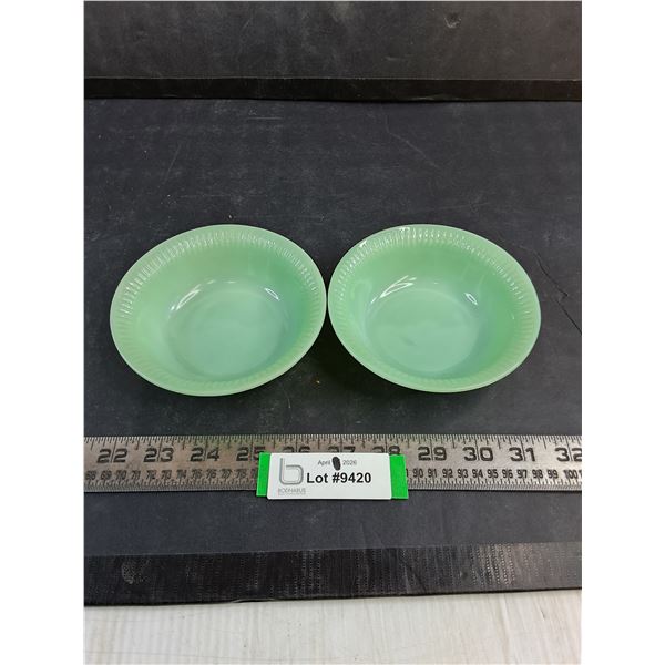 (2) Vintage Fire-King Small Green Jadeite Bowls