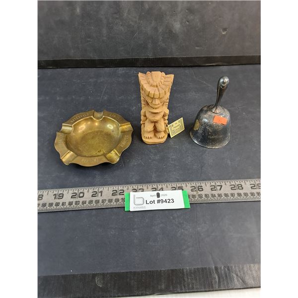 Vintage Brass Ash Tray, Hawaiian Tiki Ornament, Vintage Electrolux Dinner Bell