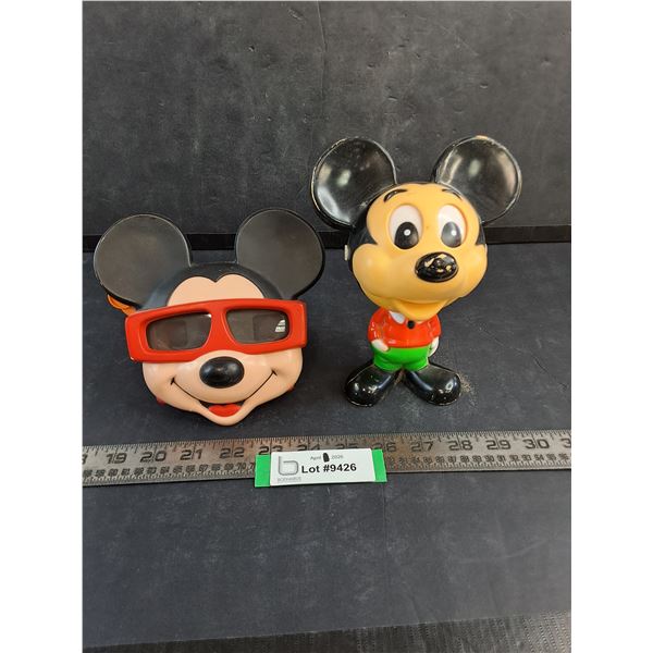Mickey Mouse Memorabilia (Viewmaster, Vintage Pull-String Talking Toy - Working)