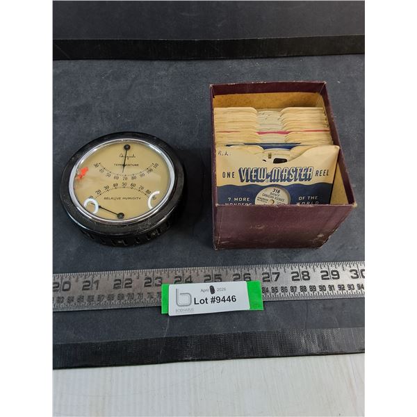 Vintage Airguide Barometer, Vintage Viewmaster Slides & Animal Cards