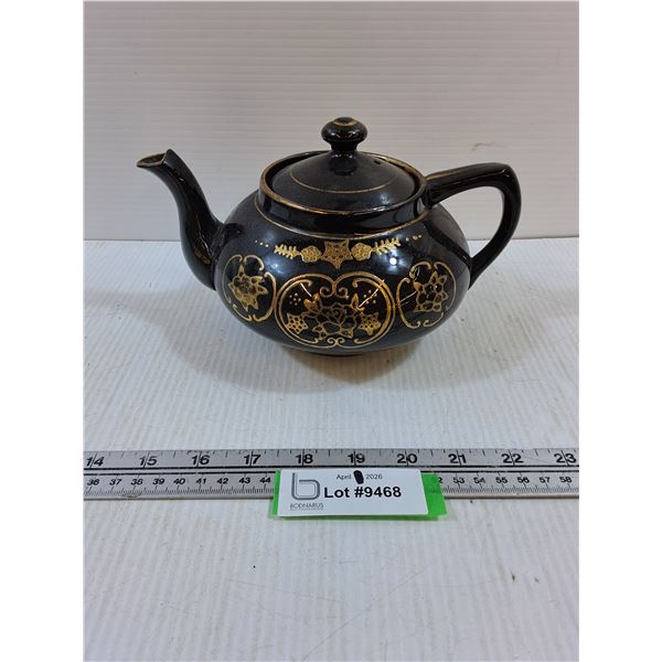 Black with Gold Earthenware Teapot