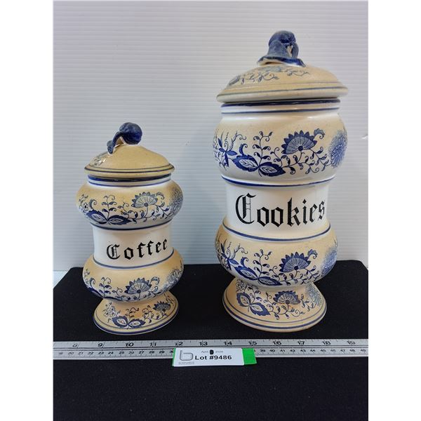 Ceramic Cookie and Coffee Canisters-some cracks