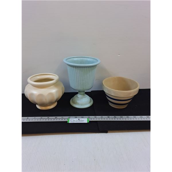 (3) Ceramic/Earthenware Planters-all 6" dia