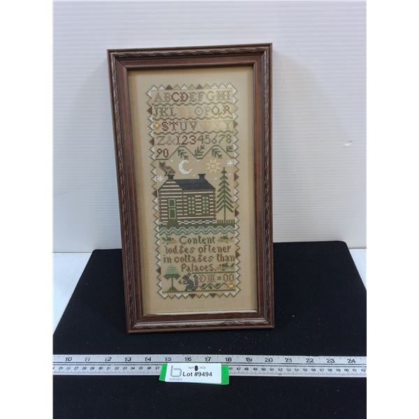 Framed Cross Stitch 8x14.5" outer frame measurement