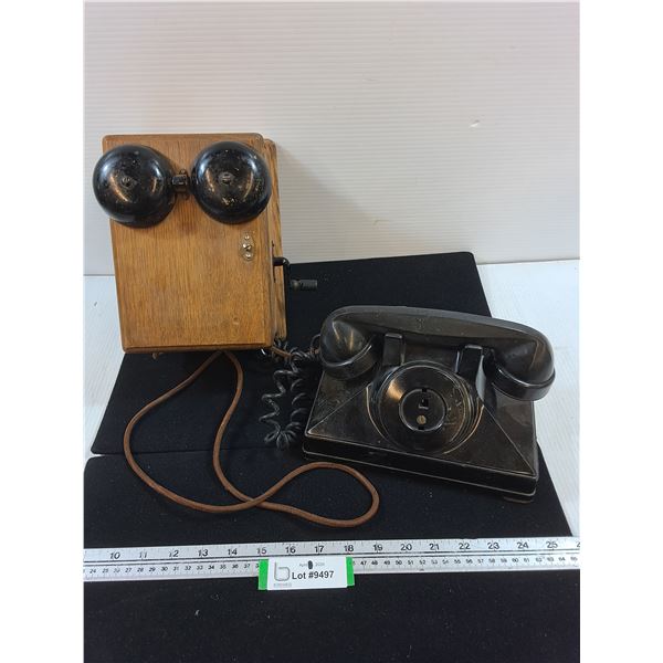 Northern Electric Bakelite Phone with Wooden Bell Box