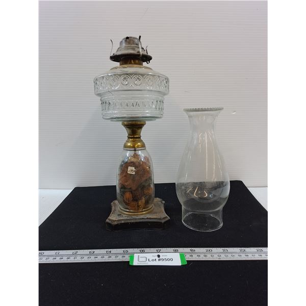 No 2 Glass with Metal Base Kerosene Lamp with Chimney - PICK UP