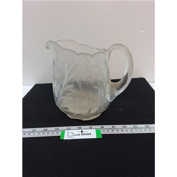 Pressed Glass Pitcher-8" tall, chipped base