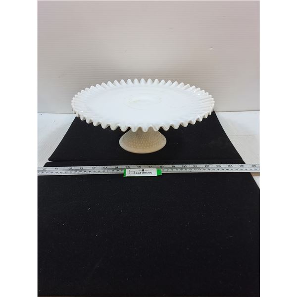 Vintage Fenton Milk Glass Hobnail Cake Stand-13.5" dia