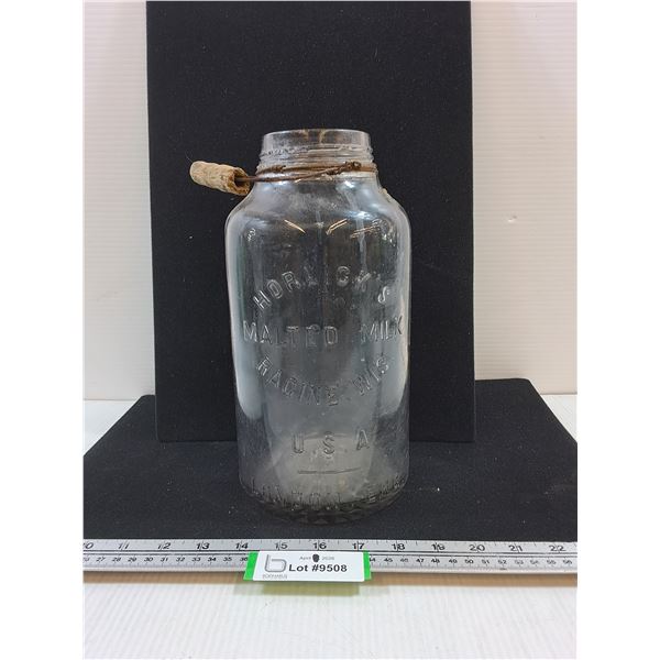 Horlick's Malted Milk Handled Jar-11" tall