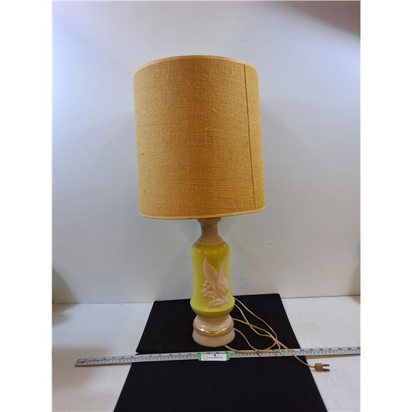 #Vintage Aladdin Alacite Floral Lamp with Fabric Shade, working - PICK UP ONLY