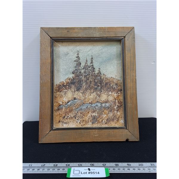 Letendre Painting in Wood Frame, 10x12.5" outer frame measurement