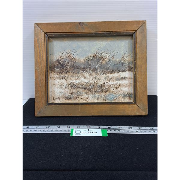 Letendre Painting in Wood Frame, 10x12.5" outer frame measurement