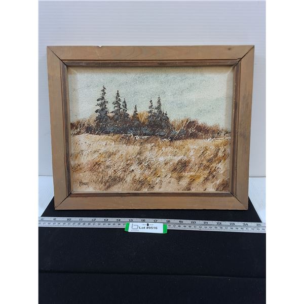 Letendre Painting in Wood Frame, 13x16" outer frame measurement
