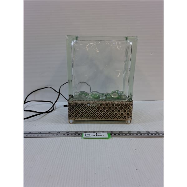 Vintage Glass Block Lamp with Glass Pebbles -works - PICK UP