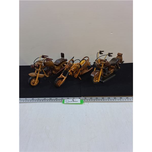 (3) Wooden Motorcycle Models-6x9"each