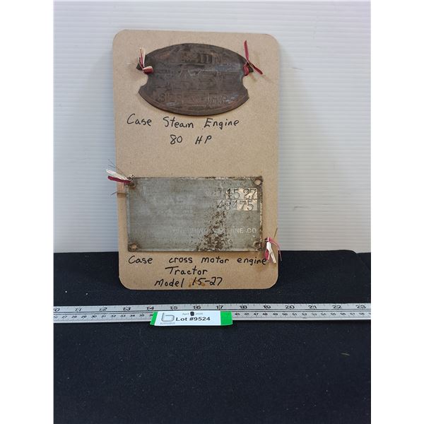 Case Steam Engine 80hp and Case Cross Motor Engine Tractor Model 15-27 ID Plates 0